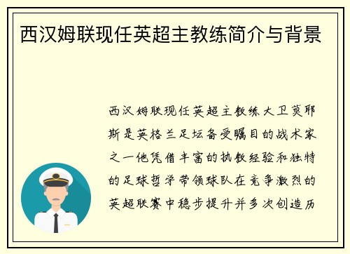 西汉姆联现任英超主教练简介与背景